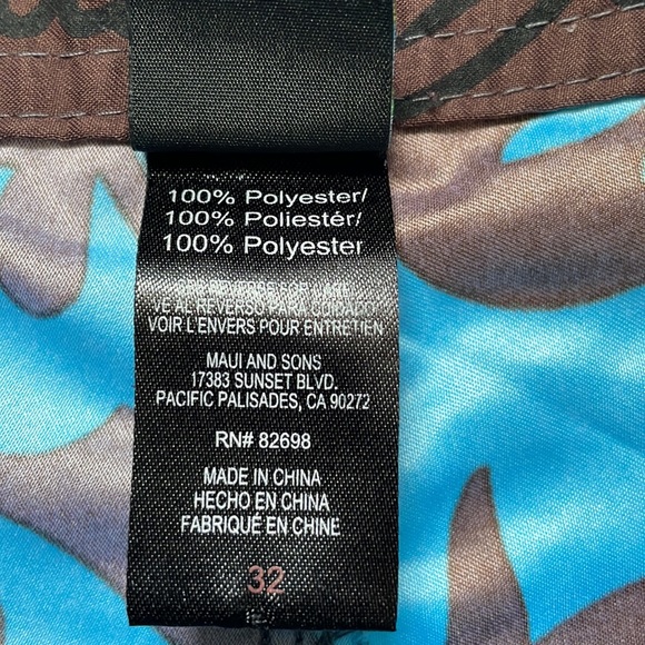 Maui and Sons Bright Blue and Brown Designs Board-shorts (Size: 32) - Picture 6 of 12